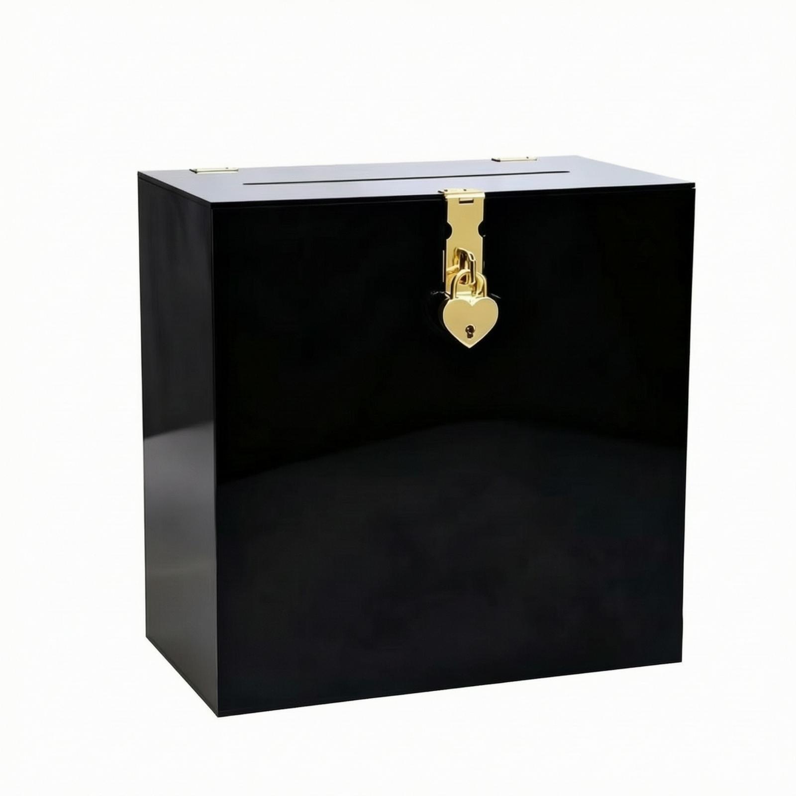 Wedding Card Box - กล่องเก็บการ์ดแต่งงานอะคริลิกใส พร้อมฝาปิดล็อค สำหรับใส่ซองจดหมายและกระดาษโน้ตสำหรับแขก