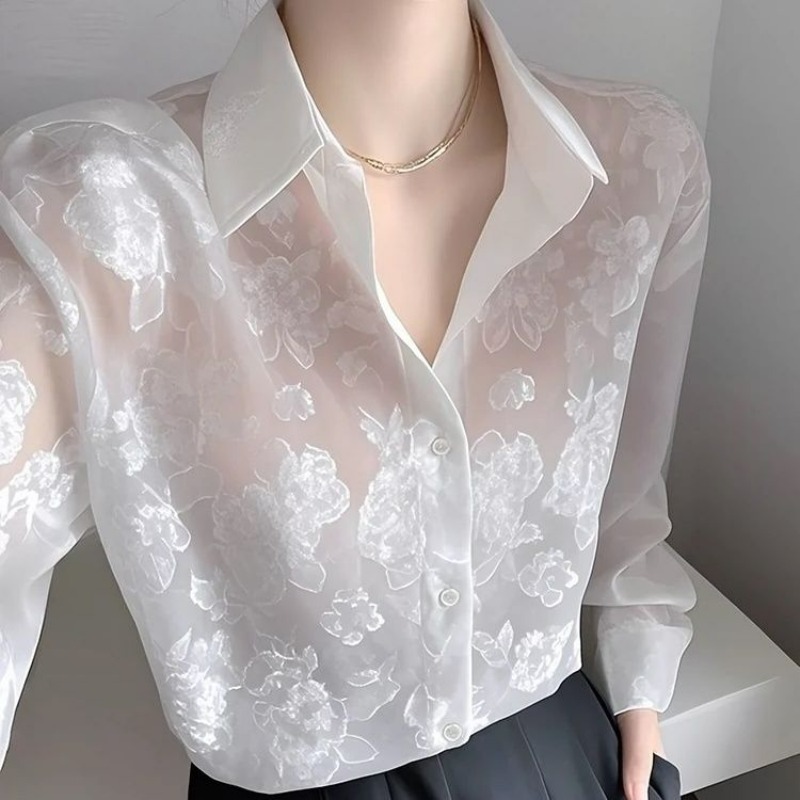Good Floral & Wedding Decor Supply - เสื้อป้องกันแสงแดดผู้หญิง 2025 ฤดูใบไม้ผลิใหม่ที่ไม่ซ้ํากันสวย Office Lady ดูดีสไตล์ฝรั่งเศสเสื้อแขนยาว
