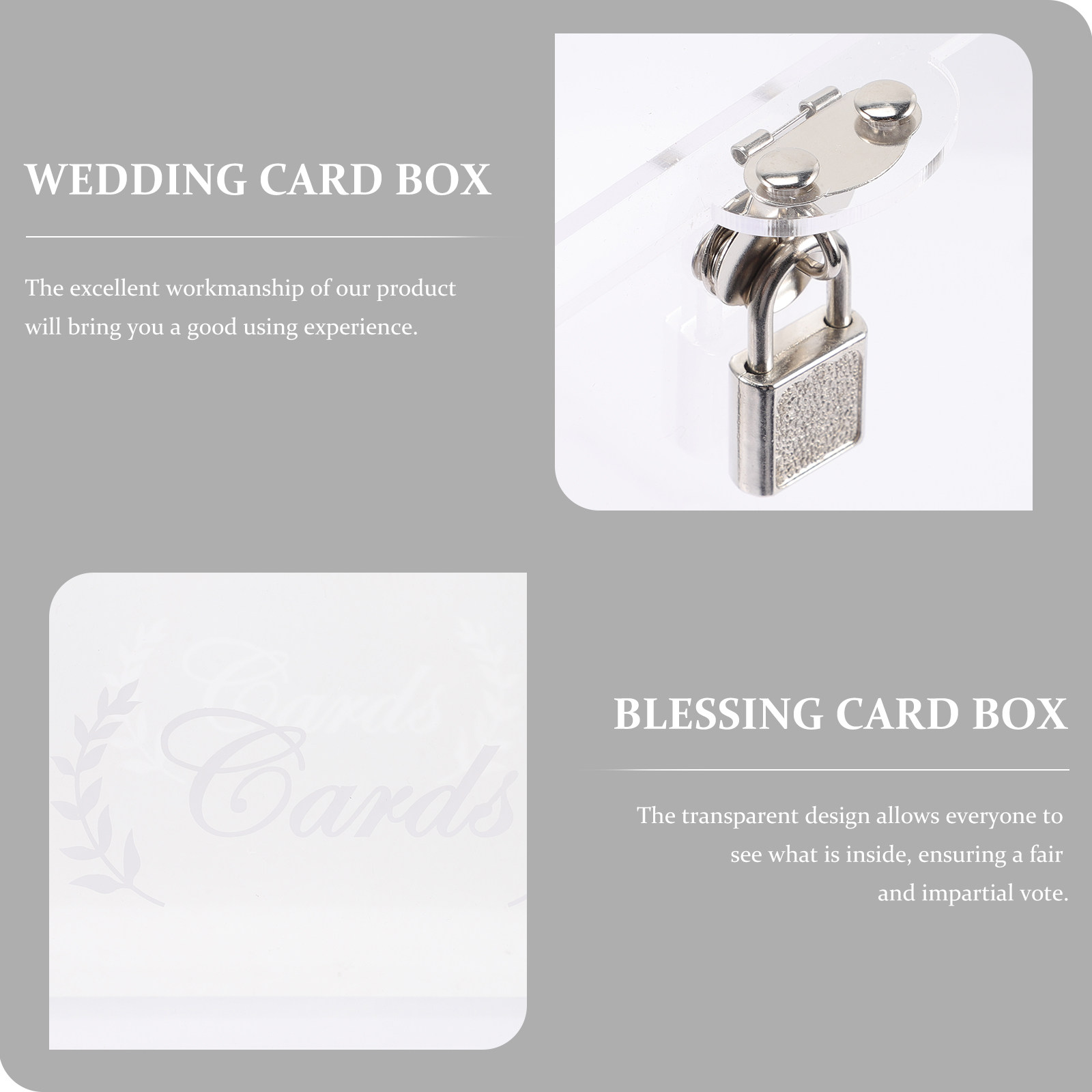 Wedding Card Box - กล่องใส่การ์ดแต่งงานอะคริลิกใส สำหรับจัดแสดงบนโต๊ะกลางงานเลี้ยง ใช้สำหรับใส่การ์ดขอบคุณ